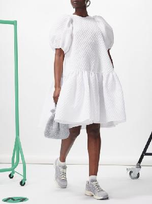 Cecilie Bahnsen - Alexa Blossom-matelassé Cotton-blend Dress - Womens - White - 10 UK