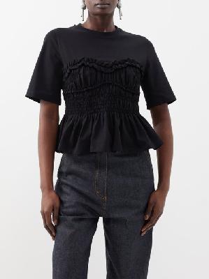 Cecilie Bahnsen - Vilde Smocked Jersey T-shirt - Womens - Black - M