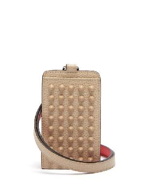 Christian Louboutin - Miloucah Spike-embellished Leather Cardholder - Mens - Beige - ONE SIZE