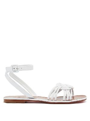 Christian Louboutin - Ella Braided Leather Flat Sandals - Womens - White - 35 EU/IT
