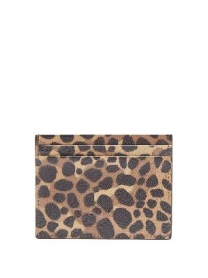 Christian Louboutin - Kios Cone-stud Leopard-print Leather Cardholder - Womens - Leopard - ONE SIZE