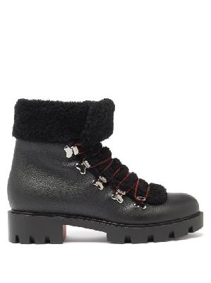 Christian Louboutin - Edelvizir Shearling And Leather Boots - Womens - Black - 34 EU/IT