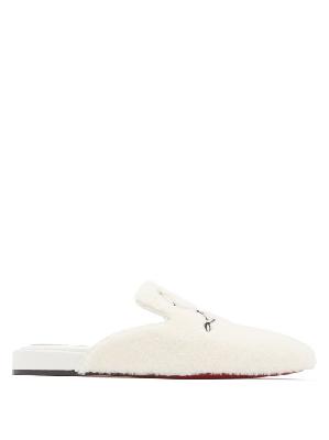 Christian Louboutin - Coolito Shearling Backless Loafers - Womens - White - 34 EU/IT