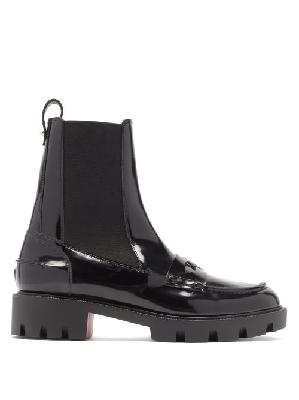 Christian Louboutin - Montezu Patent-leather Chelsea Boots - Womens - Black - 34 EU/IT