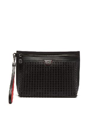Christian Louboutin - Citypouch Spike-embellished Leather Pouch - Mens - Black - ONE SIZE