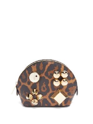 Christian Louboutin - Carasky Leopard-print Leather Cosmetics Pouch - Womens - Leopard - ONE SIZE