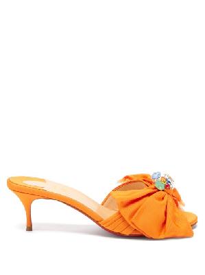 Christian Louboutin - Marie Anne 55 Crystal-embellished Grosgrain Mules - Womens - Orange - 35.5 EU/IT