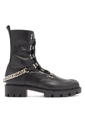 Christian Louboutin - Horse Guarda Chain-strap Leather Ankle Boots - Womens - Black - 34 EU/IT