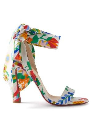 Christian Louboutin - Crosse Du Desert 100 Floral Silk-satin Sandals - Womens - Multi - 34 EU/IT
