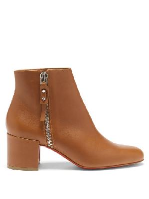 Christian Louboutin - Ziptotal 55 Leather Ankle Boots - Womens - Tan - 34.5 EU/IT