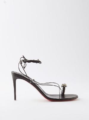 Christian Louboutin - Just Un Fil 85 Crystal-embellished Leather Sandals - Womens - Black - 34.5 EU/IT