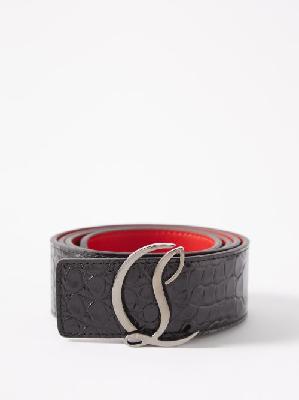 Christian Louboutin - Cl-logo Croc-embossed Leather Belt - Mens - Black - 100 EU