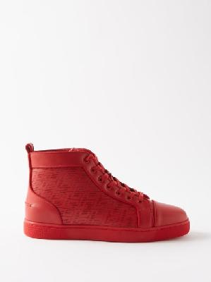 Christian Louboutin - Louis Orlato Perforated Leather High-top Trainers - Mens - Red - 41 EU