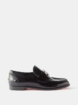 Christian Louboutin - Cl Moc Logo-buckle Patent-leather Loafers - Womens - Black - 35 EU/IT