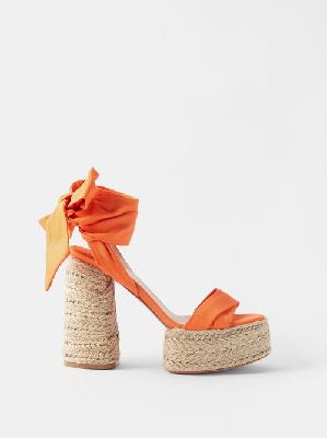 Christian Louboutin - Mariza Du Désert 130 Canvas Platform Sandals - Womens - Orange - 35 EU/IT