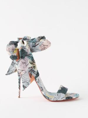Christian Louboutin - Sandale Du Désert 100 Bow-tied Silk Sandals - Womens - Multi - 39 EU/IT