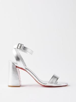 Christian Louboutin - Miss Sabina 85 Mirrored-leather Sandals - Womens - Silver - 36 EU/IT