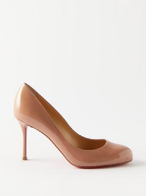 Christian Louboutin - Dolly 85 Patent-leather Pumps - Womens - Nude - 35 EU/IT