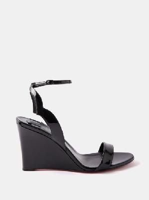 Christian Louboutin - Zeppa Chick 85 Patent-leather Wedge Sandals - Womens - Black - 35 EU/IT