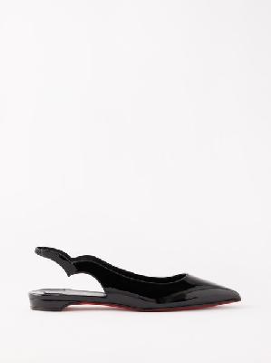 Christian Louboutin - Hot Chickita Patent-leather Slingback Ballet Flats - Womens - Black - 36 EU/IT