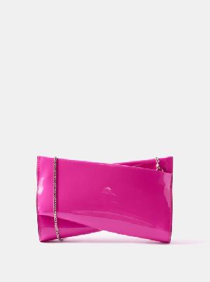 Christian Louboutin - Loubitwist Patent-leather Clutch Bag - Womens - Pink - ONE SIZE