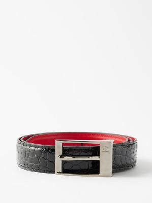 Christian Louboutin - Bizebelt Crocodile-effect Leather Belt - Mens - Black Grey - 100 EU