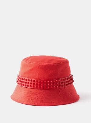 Christian Louboutin - Bobino Spiked Canvas Bucket Hat - Mens - Red - L