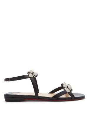 Christian Louboutin - Galerietta Studded Leather Sandals - Womens - Black Silver - 34 EU/IT