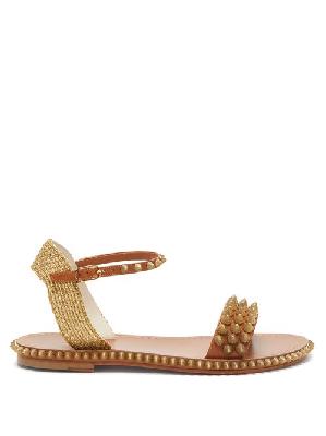 Christian Louboutin - Cordorella Spike-embellished Leather Sandals - Womens - Tan Gold - 35 EU/IT