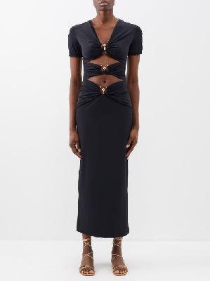 Christopher Esber - Pierced Orbit Cutout Jersey Maxi Dress - Womens - Black - 10 UK