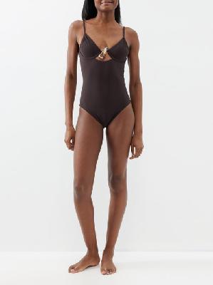 Christopher Esber - Nebula Stone-embellished Swimsuit - Womens - Brown - 12 UK