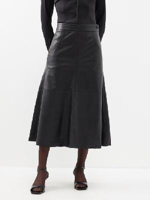 Citizens Of Humanity - Aria Panelled Leather Midi Skirt - Womens - Black - 26
