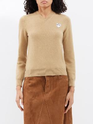Comme Des Garçons Play - Logo-patch Wool Sweater - Womens - Beige - L