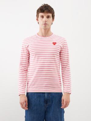 Comme Des Garçons Play - Bright Striped Cotton-jersey T-shirt - Mens - Red White - L