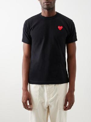 Comme Des Garçons Play - Logo-patch Cotton-jersey T-shirt - Mens - Black - S