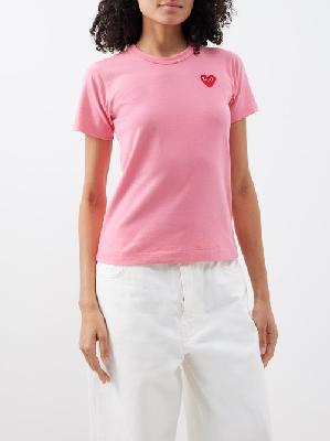 Comme Des Garçons Play - Red Heart Cotton-jersey T-shirt - Womens - Pink - S
