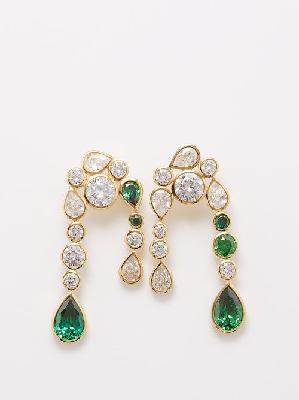 Completedworks - Cubic Zirconia & 18kt Gold-vermeil Drop Earrings - Womens - Green Multi - ONE SIZE