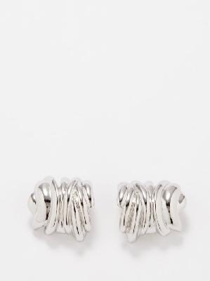Completedworks - Twist Platinum-plated Hoop Earrings - Womens - Silver - ONE SIZE