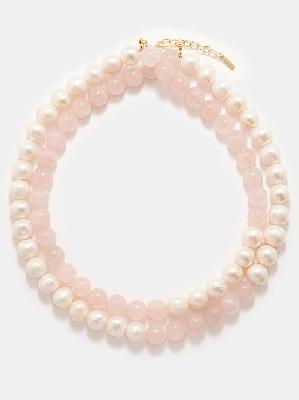 Completedworks - Pearl, Quartz & 18kt Gold-vermeil Necklace - Womens - Pink Multi - ONE SIZE