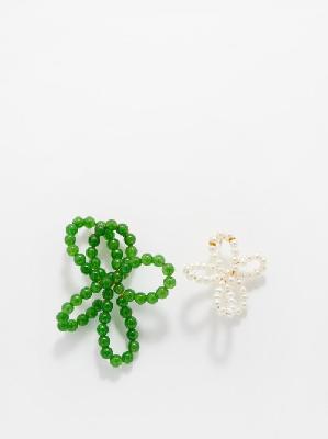 Completedworks - Jade, Pearl & 14kt Gold-vermeil Earrings - Womens - Green Multi - ONE SIZE