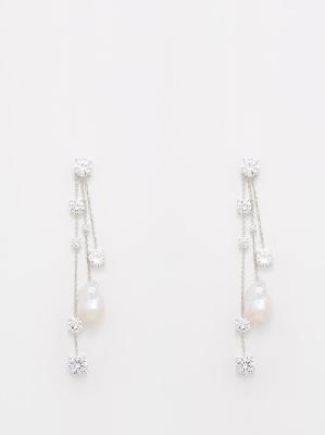 Completedworks - Cubic Zirconia, Pearl & Rhodium-plated Earrings - Womens - Silver Multi - ONE SIZE