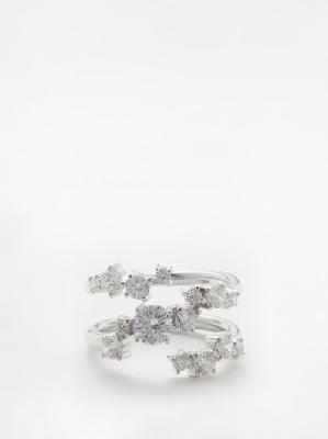 Completedworks - Triple-wrap Crystal & Rhodium-plated Ring - Womens - Silver Multi - O