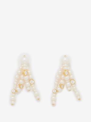 Completedworks - Pearl, Cubic Zirconia & 18kt Gold-vermeil Earrings - Womens - White Multi - ONE SIZE