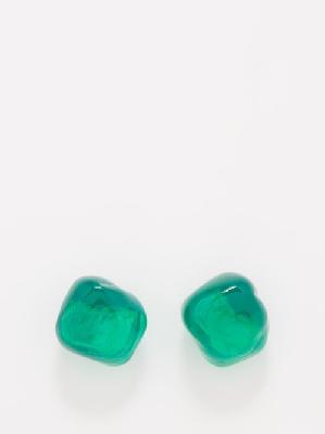 Completedworks - Resin Small 18kt Gold-vermeil Earrings - Womens - Green - ONE SIZE