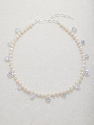 Completedworks - Pearl & Cubic Zirconia Platinum-plated Necklace - Womens - Pearl - ONE SIZE