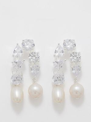Completedworks - Pearl & Crystal Platinum-plated Silver Earrings - Womens - Pearl - ONE SIZE