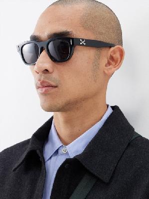 Cutler And Gross - X The Great Frog Crossbones Acetate Sunglasses - Mens - Black Silver - ONE SIZE