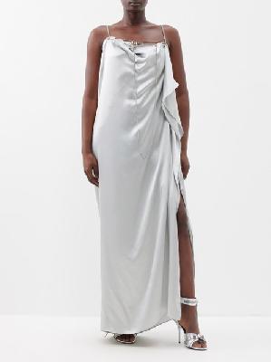 Diesel - D-chain Side-slit Silk Maxi Dress - Womens - Light Grey - 36 IT