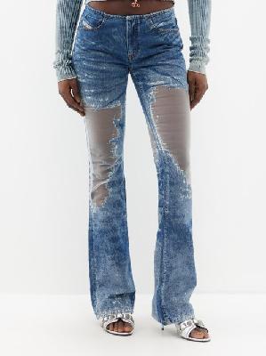 Diesel - Shark Low-rise Distressed Devoré Jeans - Womens - Denim - 23