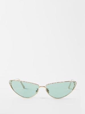 Dior - Missdior B1u Cat-eye Metal Sunglasses - Womens - Green Gold - ONE SIZE